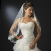 Single Layer Fingertip Length Bridal Wedding Veil with Floral Lace Embroidery Edge of Sequins & Beads 1794