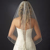 Single Layer Fingertip Length Bridal Wedding Veil with Pearl & Beaded Edge 1834