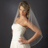 Single Layer Fingertip Length Bridal Wedding Veil with Pearl & Beaded Edge 1834