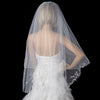 Two Tier Fingertip Length Bridal Wedding Veil with Flower Pattern Pencil Edge of Rhinestones & Pearls 2008