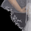 Two Tier Fingertip Length Bridal Wedding Veil with Flower Pattern Pencil Edge of Rhinestones & Pearls 2008