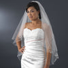 Two Tier Fingertip Length Bridal Wedding Veil with Flower Pattern Pencil Edge of Rhinestones & Pearls 2008