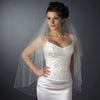 Double Tier Fingertip Length Bridal Wedding Veil with Rhinestone & Bugle Beaded Edge in Ivory 2017