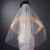 Double Tier Fingertip Length Bridal Wedding Veil with Rhinestone & Bugle Beaded Edge in Ivory 2017