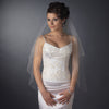 Double Tier Fingertip Length Bridal Wedding Veil with Rhinestone & Bugle Beaded Edge in Ivory 2017