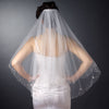 2 Tier Silver Embroidered Flowers Fingertip Bridal Wedding Veil (V 2022)
