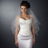 2 Tier Silver Embroidered Flowers Fingertip Bridal Wedding Veil (V 2022)