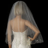 2 Tier Silver Embroidered Flowers Fingertip Bridal Wedding Veil (V 2022)