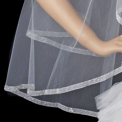 Fingertip 2 Layer 30" and 36" with Chiffon Edge Bridal Wedding Veil (V 2023)