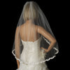 Single Layer Fingertip Length Embroidered Flowers & Pearls Bridal Wedding Veil 2030 1F