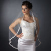 Single Layer Fingertip Length Embroidered Flowers & Pearls Bridal Wedding Veil 2030 1F