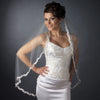 Single Layer Fingertip Length Embroidered Flowers & Pearls Bridal Wedding Veil 2030 1F