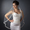 Single Layer Fingertip Length Embroidered Flowers & Pearls Bridal Wedding Veil 2030 1F