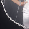 Single Layer Fingertip Length Embroidered Flowers & Pearls Bridal Wedding Veil 2030 1F