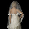 Floral Embroidered Double Layer Edge Bridal Wedding Veil Fingertip Length Bridal Wedding Veil 2043