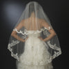 Floral Embroidered Double Layer Edge Bridal Wedding Veil Fingertip Length Bridal Wedding Veil 2043