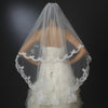 Floral Embroidered Double Layer Edge Bridal Wedding Veil Fingertip Length Bridal Wedding Veil 2043
