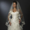 Floral Embroidered Double Layer Edge Bridal Wedding Veil Fingertip Length Bridal Wedding Veil 2043