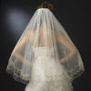 Double Layer Fingertip Length Bridal Wedding Veil with Floral Embroidery & Pencil Style Edge 2094