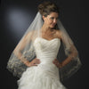 Double Layer Fingertip Length Bridal Wedding Veil with Floral Embroidery & Pencil Style Edge 2094