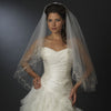 Double Layer Fingertip Length Bridal Wedding Veil with Floral Embroidery & Pencil Style Edge 2094