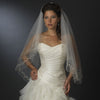 Double Layer Fingertip Length Bridal Wedding Veil with Floral Embroidery & Pencil Style Edge 2094