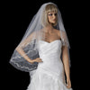 Double Layer Fingertip Length Bridal Wedding Veil with Floral Embroidery & Pencil Style Edge 2094
