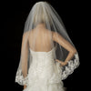 Single Layer Fingertip & Cathedral Length Scalloped Floral Embroidered Edge with Bugle Beads & Sequins Bridal Wedding Veil 2129 1F Also available in Cathedral