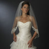 Single Layer Fingertip & Cathedral Length Scalloped Floral Embroidered Edge with Bugle Beads & Sequins Bridal Wedding Veil 2129 1F Also available in Cathedral