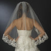 Single Layer Fingertip & Cathedral Length Scalloped Floral Embroidered Edge with Bugle Beads & Sequins Bridal Wedding Veil 2129 1F Also available in Cathedral