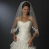 Single Layer Fingertip & Cathedral Length Scalloped Floral Embroidered Edge with Bugle Beads & Sequins Bridal Wedding Veil 2129 1F Also available in Cathedral