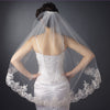 Single Layer Fingertip & Cathedral Length Scalloped Floral Embroidered Edge with Bugle Beads & Sequins Bridal Wedding Veil 2129 1F Also available in Cathedral