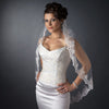 Single Layer Fingertip Length Scalloped Floral Embroidered Edge with Bugle Beads & Pearls Bridal Wedding Veil 2138 1F