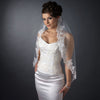 Single Layer Fingertip Length Scalloped Floral Embroidered Edge with Bugle Beads & Pearls Bridal Wedding Veil 2138 1F