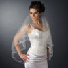 Double Layer Fingertip Length Cut Edge with Embroidered Flowers, Bugle Beads & Sequins Bridal Wedding Veil 2209 F