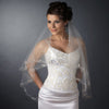 Double Layer Fingertip Length Cut Edge with Embroidered Flowers, Bugle Beads & Sequins Bridal Wedding Veil 2209 F