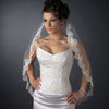 Single Layer Fingertip Length Scalloped Floral Embroidered Edge with Pearls Bridal Wedding Veil 2220 1F