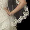 Single Layer Fingertip Length Scalloped Floral Embroidered Edge with Pearls Bridal Wedding Veil 2220 1F