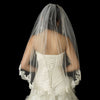Single Layer Fingertip Length Scalloped Floral Embroidered Edge with Pearls Bridal Wedding Veil 2220 1F