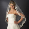 Single Layer Fingertip Length Floral Embroidered Edge with Pearls Bridal Wedding Veil 2237 1F