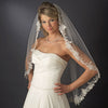 Single Layer Fingertip Length Floral Embroidered Edge with Pearls Bridal Wedding Veil 2237 1F