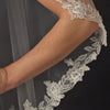 Single Layer Fingertip Length Floral Embroidered Edge with Pearls Bridal Wedding Veil 2237 1F