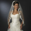 Single Layer Fingertip Length Floral Embroidered Edge with Pearls Bridal Wedding Veil 2237 1F