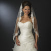 Single Layer Fingertip Length Floral Embroidered Edge with Pearls Bridal Wedding Veil 2237 1F