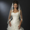 Single Layer Fingertip Length Floral Embroidered Edge with Pearls Bridal Wedding Veil 2237 1F