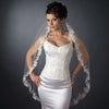 Single Layer Fingertip Length Floral Embroidered Edge with Pearls Bridal Wedding Veil 2237 1F