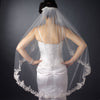 Single Layer Fingertip Length Floral Embroidered Edge with Pearls Bridal Wedding Veil 2237 1F