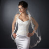 Single Layer Fingertip Length Floral Embroidered Edge with Pearls Bridal Wedding Veil 2237 1F