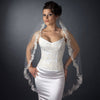 Single Layer Fingertip Length Floral Embroidered Edge with Pearls Bridal Wedding Veil 2237 1F