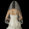 Single Layer Fingertip Length Silver Floral Embroidered Edge with Pearls & Bugle Beads Bridal Wedding Veil 2283 1F